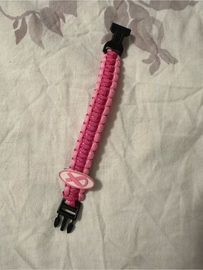 Pink Paracord Kids Bracelet with Awareness Ribbon